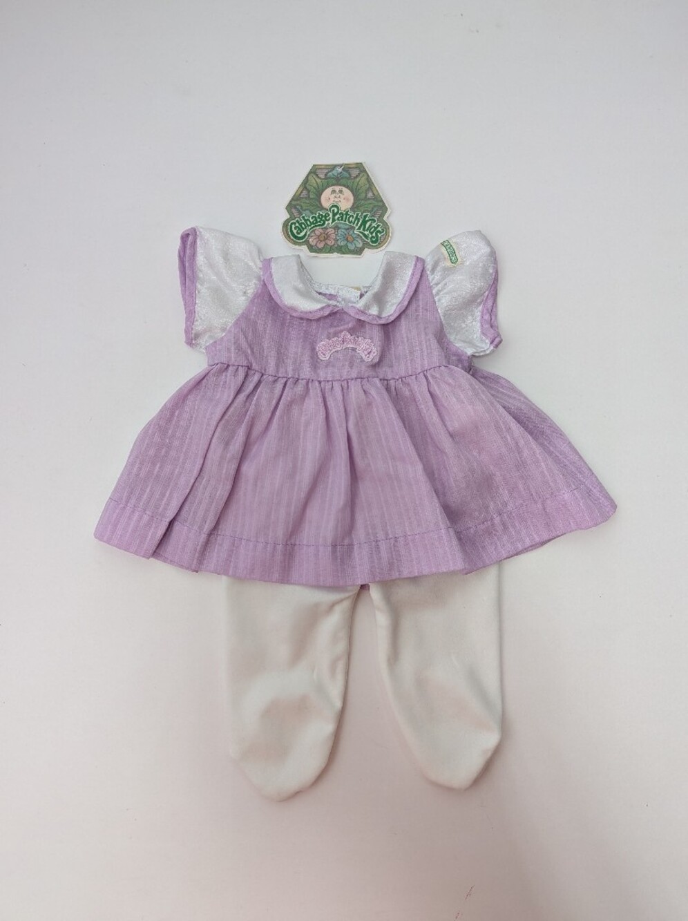Cabbage Patch Kids Doll Clothes Purple Shadow Stripe Dress w/tights 704J OK CPK